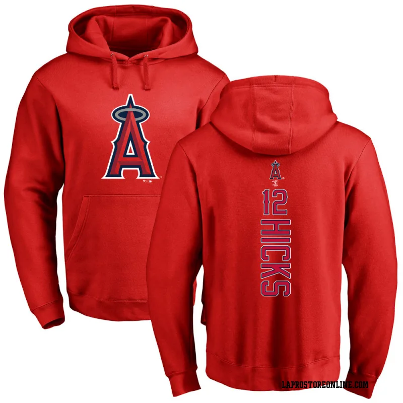 Red Men's Aaron Hicks Los Angeles Angels Backer Pullover Hoodie