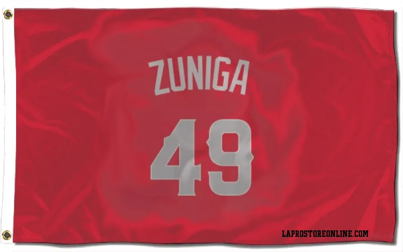 Red Los Angeles Angels  Guillo Zuniga  Gray Flag (3 X 5)